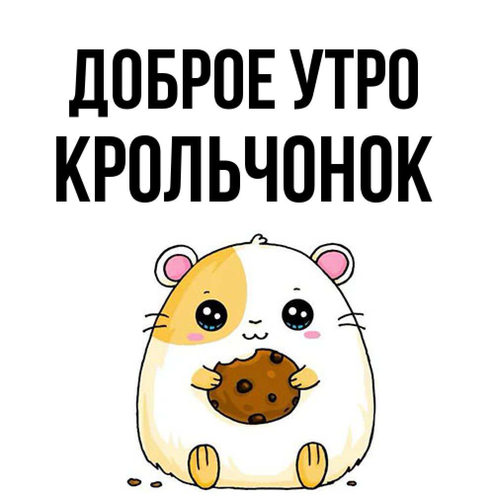 Открытка на каждый день с именем, Крольчонок Доброе утро есть печеньку. Утречко Прикольная открытка с пожеланием онлайн скачать бесплатно 