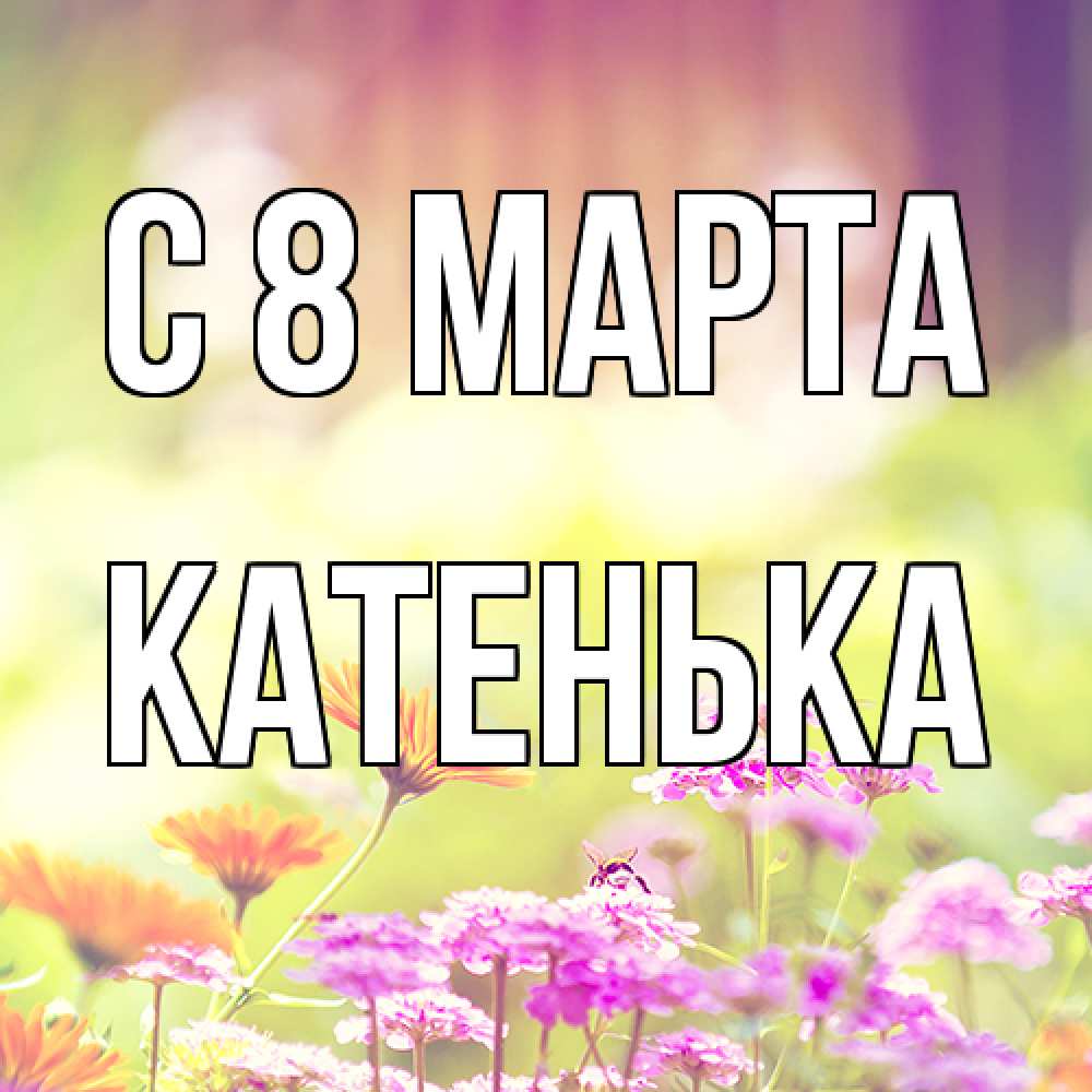 Открытка на каждый день с именем, Катенька C 8 МАРТА цветы весна Прикольная открытка с пожеланием онлайн скачать бесплатно 
