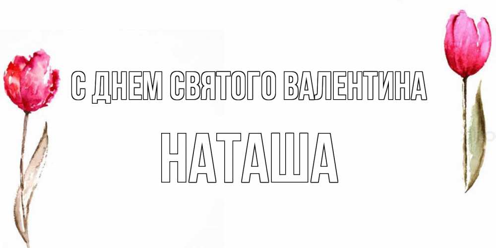 Открытка на каждый день с именем, Наташа С днем Святого Валентина Открытки на день всех влюбленных с тюльпанами акварелью Прикольная открытка с пожеланием онлайн скачать бесплатно 