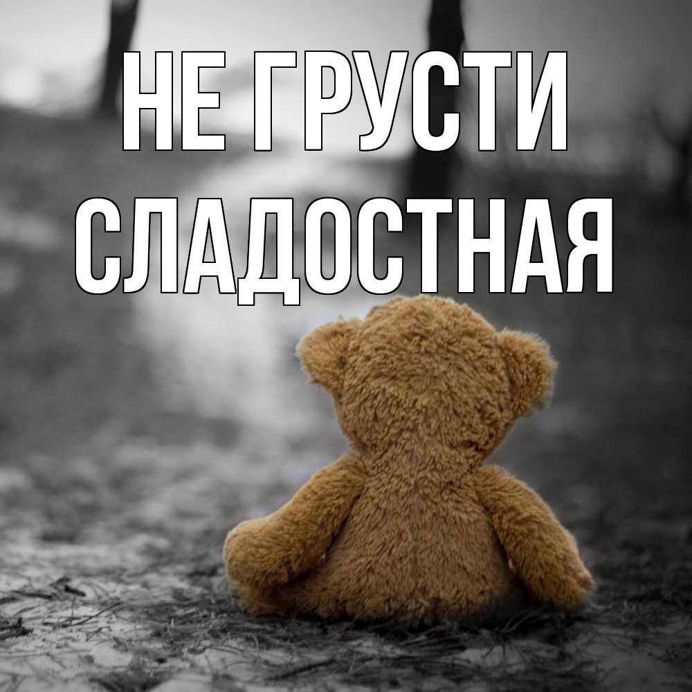 Открытка на каждый день с именем, Сладостная Не грусти медведь со спин Прикольная открытка с пожеланием онлайн скачать бесплатно 