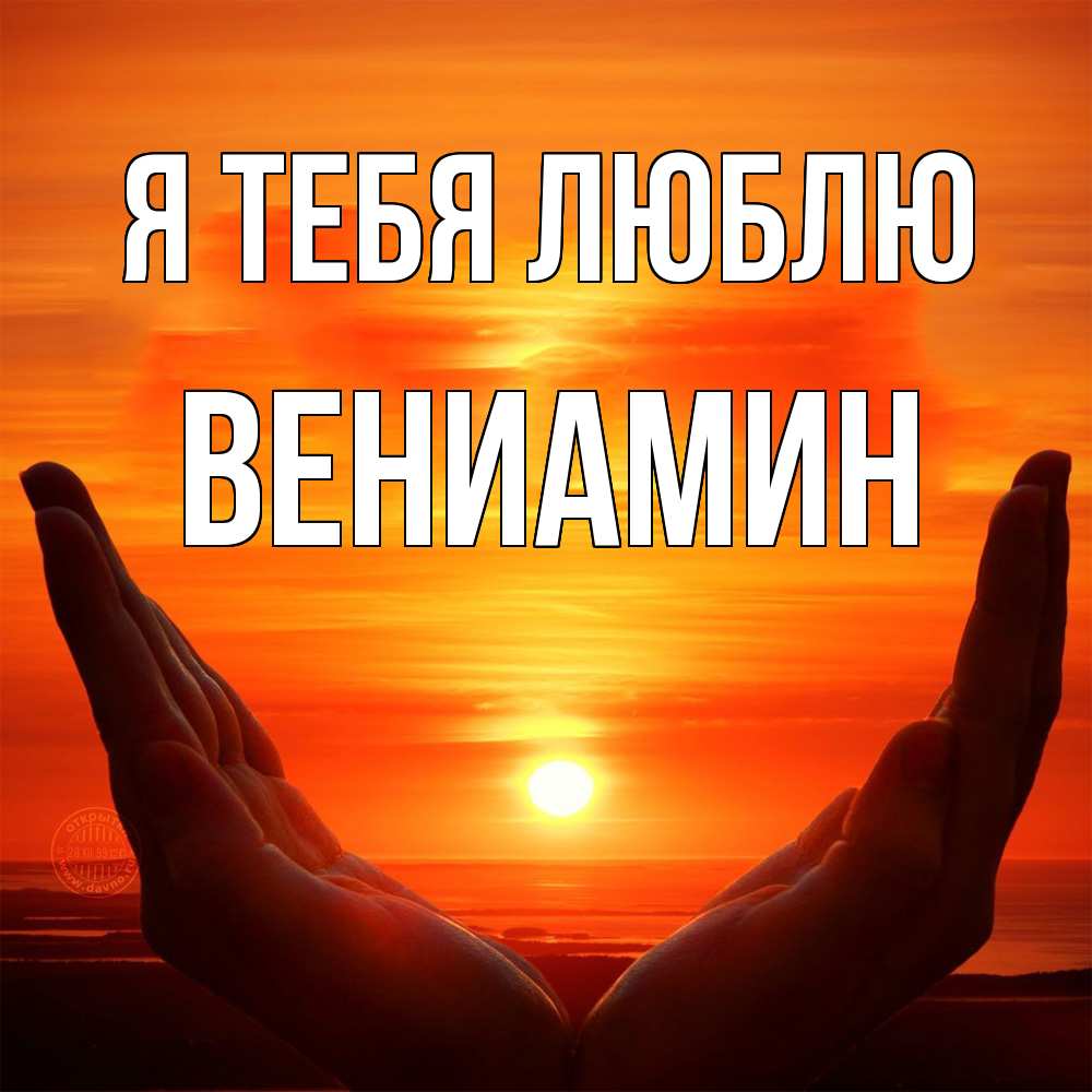 Открытка на каждый день с именем, Вениамин Я тебя люблю в руках Прикольная открытка с пожеланием онлайн скачать бесплатно 