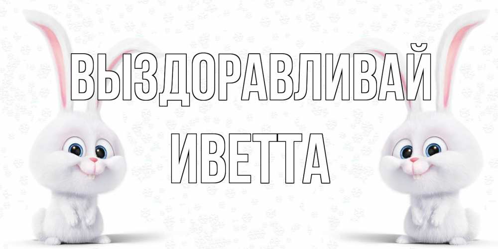 Открытка на каждый день с именем, Иветта Выздоравливай не болей с зайцем Прикольная открытка с пожеланием онлайн скачать бесплатно 
