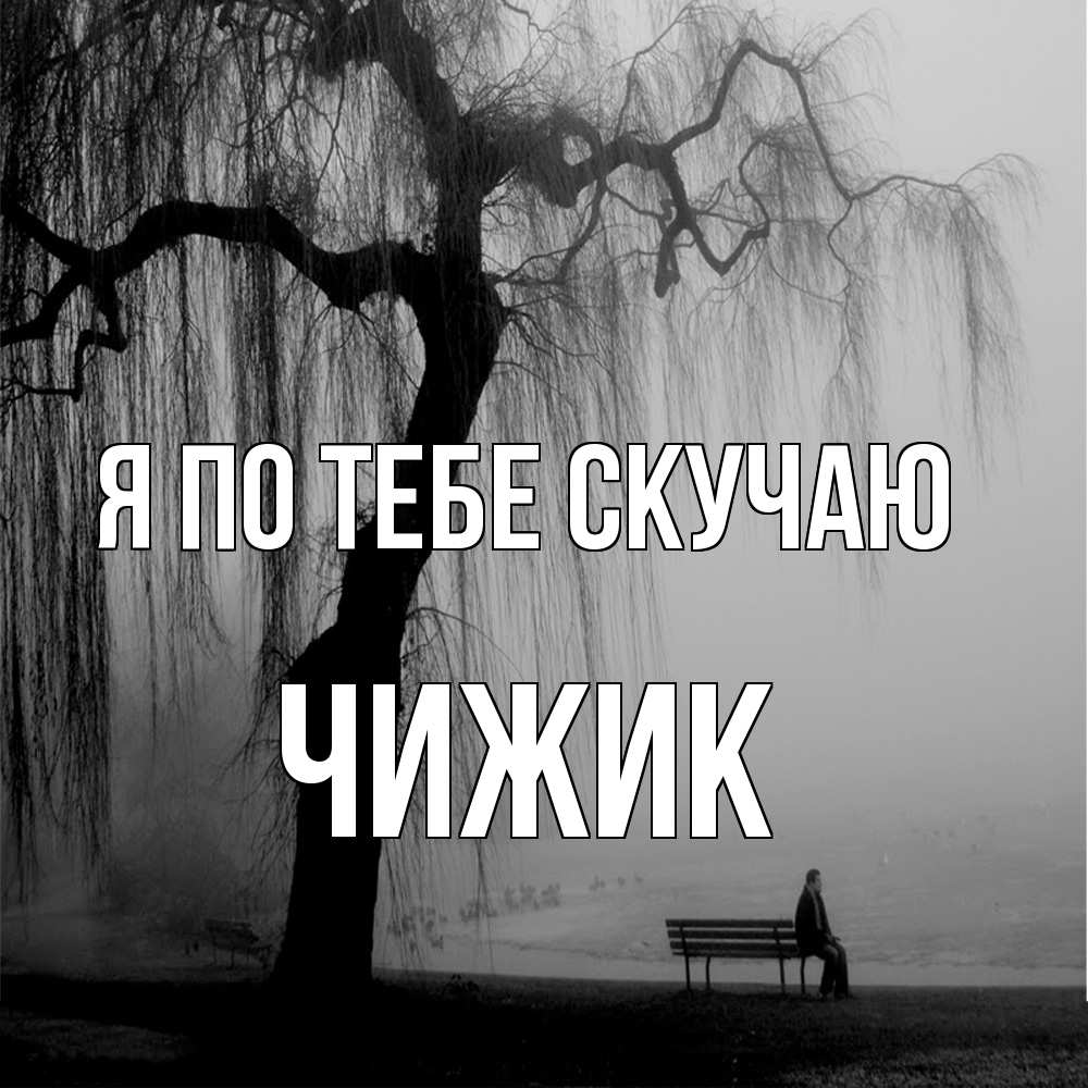 Открытка на каждый день с именем, Чижик Я по тебе скучаю лавочка под деревом я жду тебя Прикольная открытка с пожеланием онлайн скачать бесплатно 