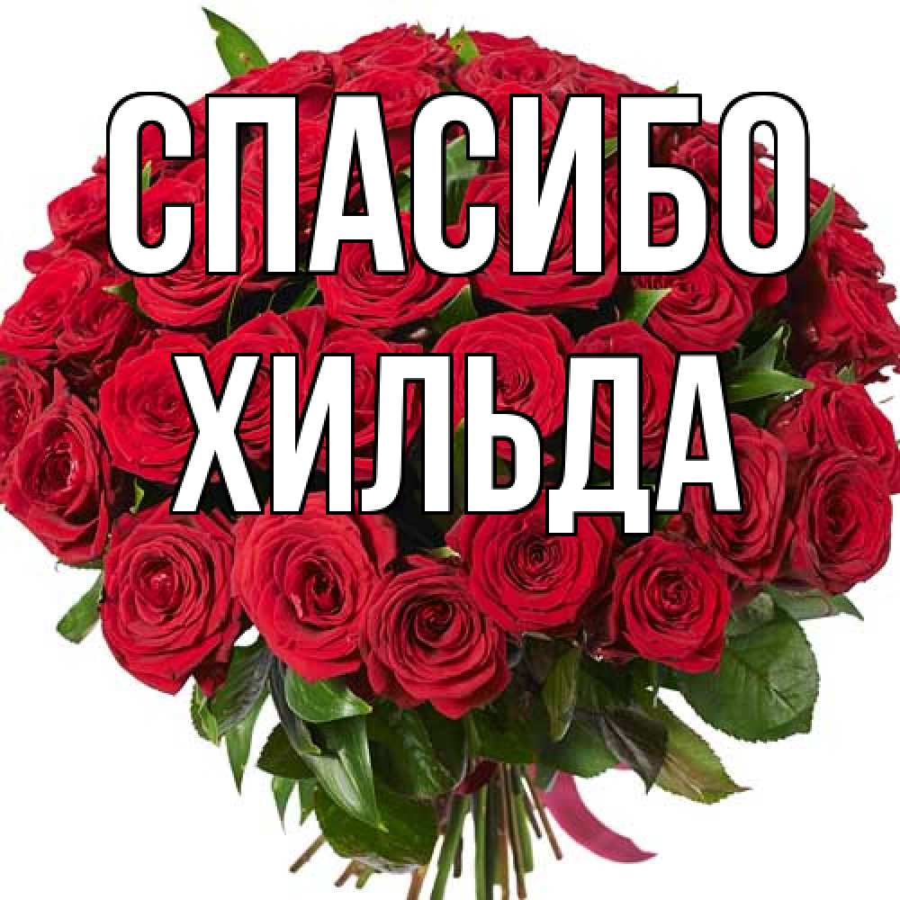 Открытка на каждый день с именем, Хильда Спасибо букет красных роз Прикольная открытка с пожеланием онлайн скачать бесплатно 