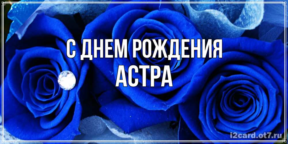 Открытка на каждый день с именем, Астра С днем рождения синие розы в росе Прикольная открытка с пожеланием онлайн скачать бесплатно 