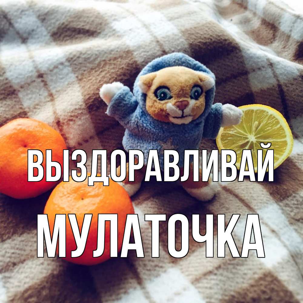 Открытка на каждый день с именем, Мулаточка Выздоравливай вот тебе апельсинка и лимон Прикольная открытка с пожеланием онлайн скачать бесплатно 