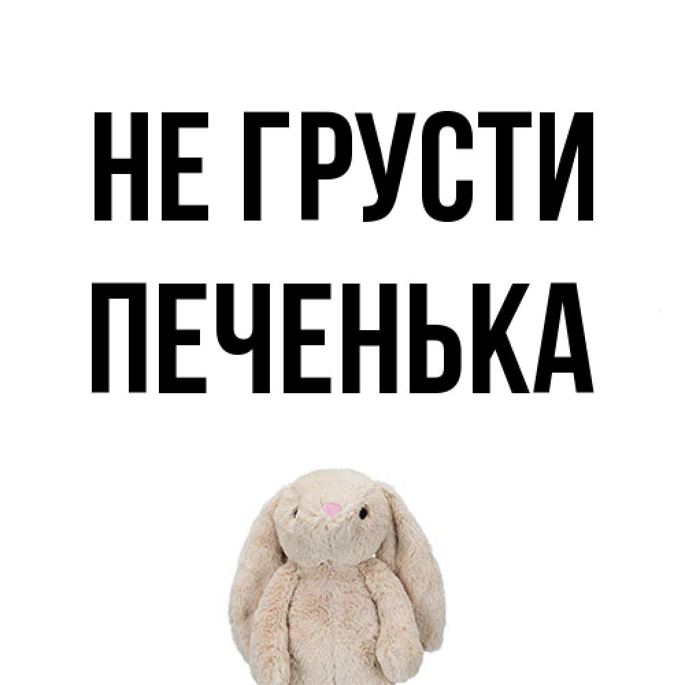 Открытка на каждый день с именем, Печенька Не грусти детская игрушка зайчика Прикольная открытка с пожеланием онлайн скачать бесплатно 