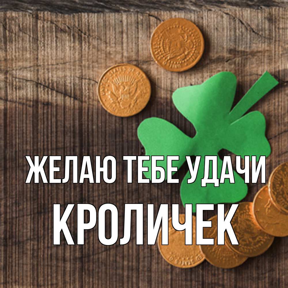 Открытка на каждый день с именем, кроличек Желаю тебе удачи на удачу сегодня Прикольная открытка с пожеланием онлайн скачать бесплатно 