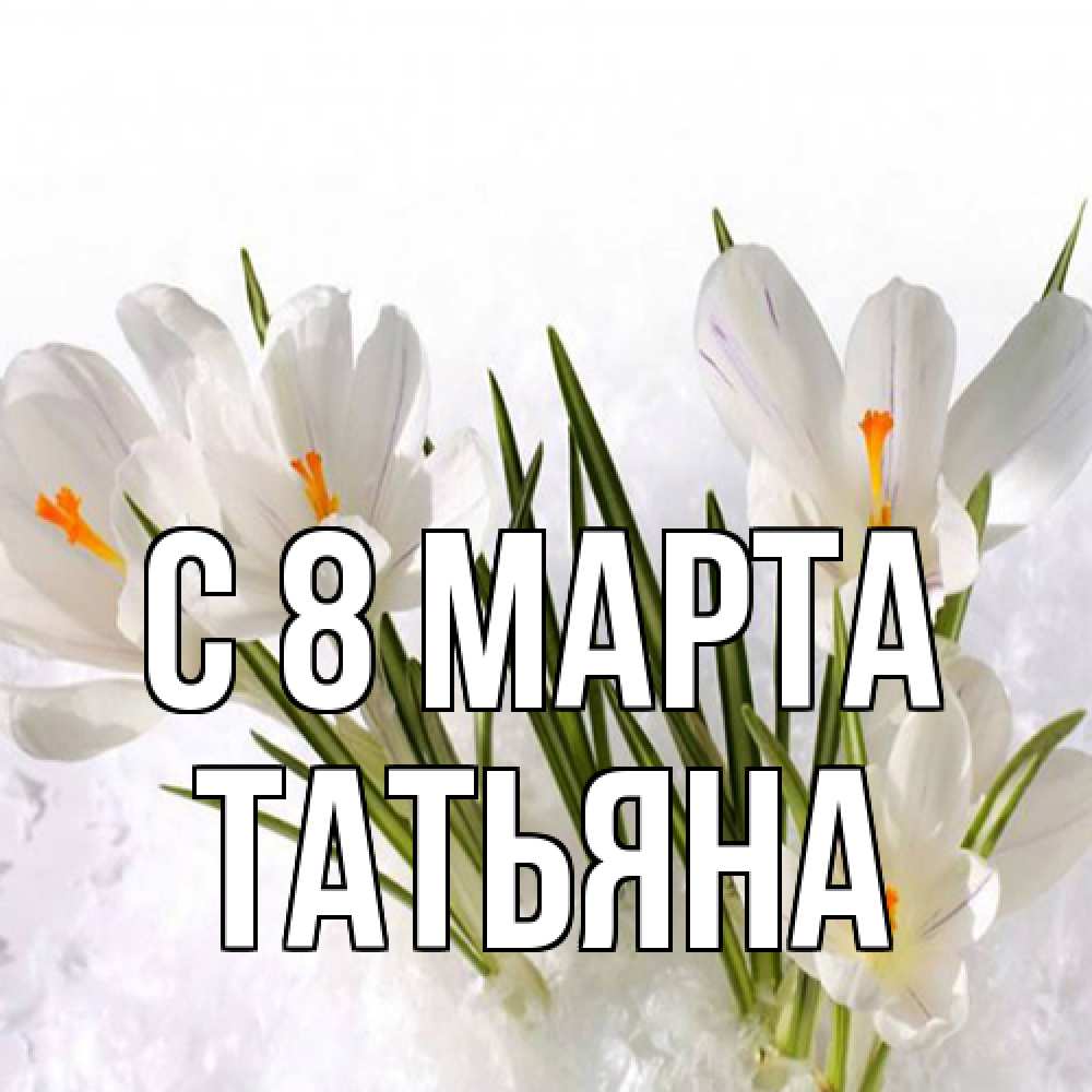 Открытка на каждый день с именем, Татьяна C 8 МАРТА под снегом Прикольная открытка с пожеланием онлайн скачать бесплатно 
