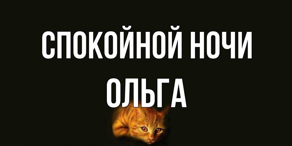 Открытка на каждый день с именем, Ольга Спокойной ночи кот Прикольная открытка с пожеланием онлайн скачать бесплатно 