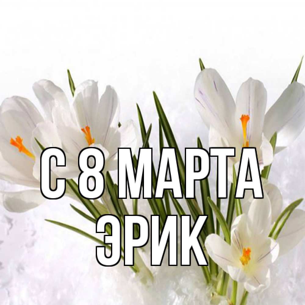 Открытка на каждый день с именем, Эрик C 8 МАРТА под снегом Прикольная открытка с пожеланием онлайн скачать бесплатно 