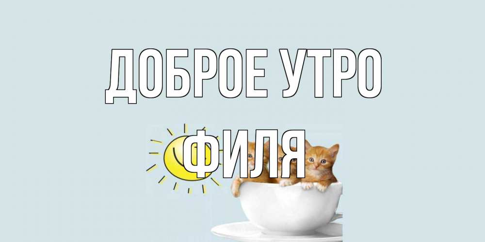 Открытка на каждый день с именем, Филя Доброе утро котята Прикольная открытка с пожеланием онлайн скачать бесплатно 