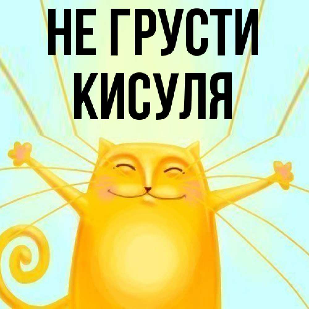 Открытка на каждый день с именем, Кисуля Не грусти обнимашки усатые Прикольная открытка с пожеланием онлайн скачать бесплатно 