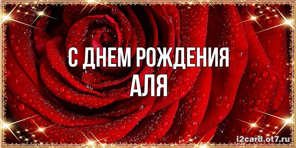 Открытка на каждый день с именем, Аля С днем рождения роса на розе блестящая в лучах солнца Прикольная открытка с пожеланием онлайн скачать бесплатно 