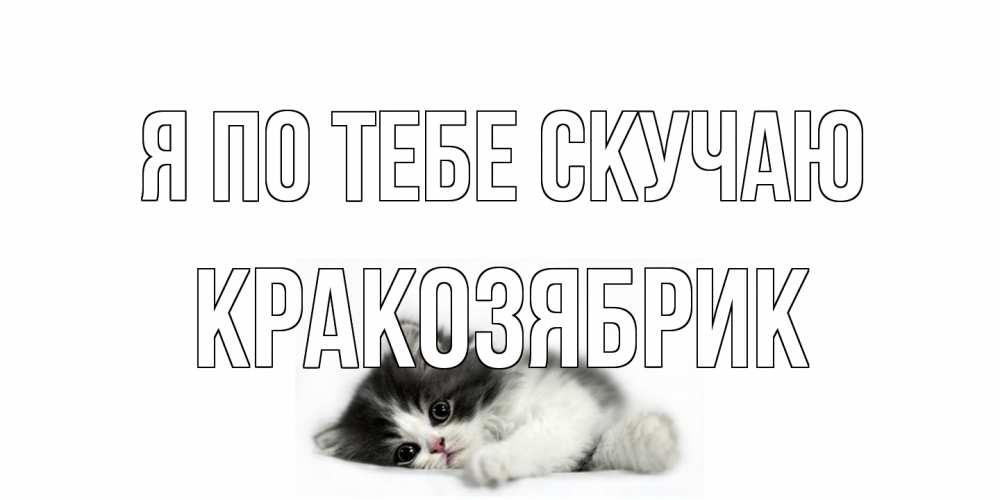 Открытка на каждый день с именем, Кракозябрик Я по тебе скучаю кот, скука Прикольная открытка с пожеланием онлайн скачать бесплатно 