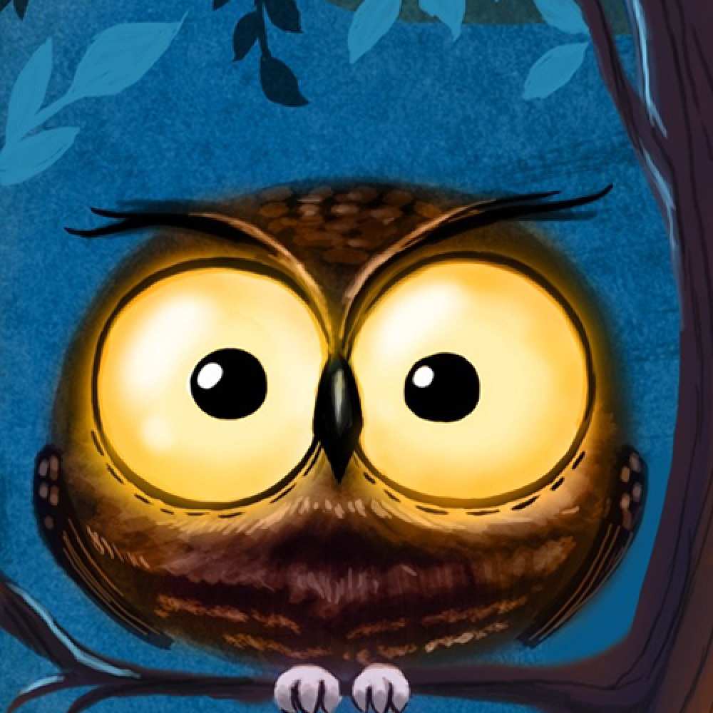 Открытка на каждый день с именем, Синичка Спокойной ночи большие глаза Прикольная открытка с пожеланием онлайн скачать бесплатно 