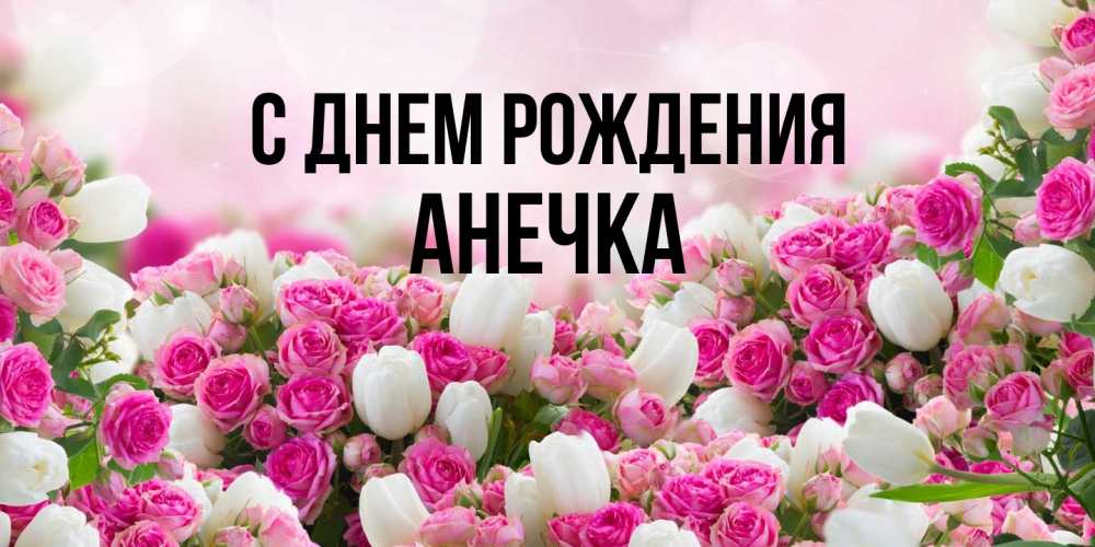 Открытка на каждый день с именем, Анечка С днем рождения открытка с разными розами Прикольная открытка с пожеланием онлайн скачать бесплатно 