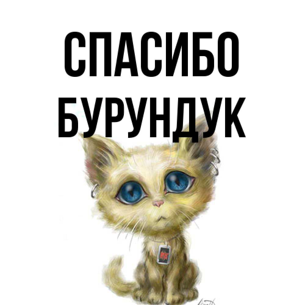 Открытка на каждый день с именем, Бурундук Спасибо рисованный кот благодарит вас Прикольная открытка с пожеланием онлайн скачать бесплатно 