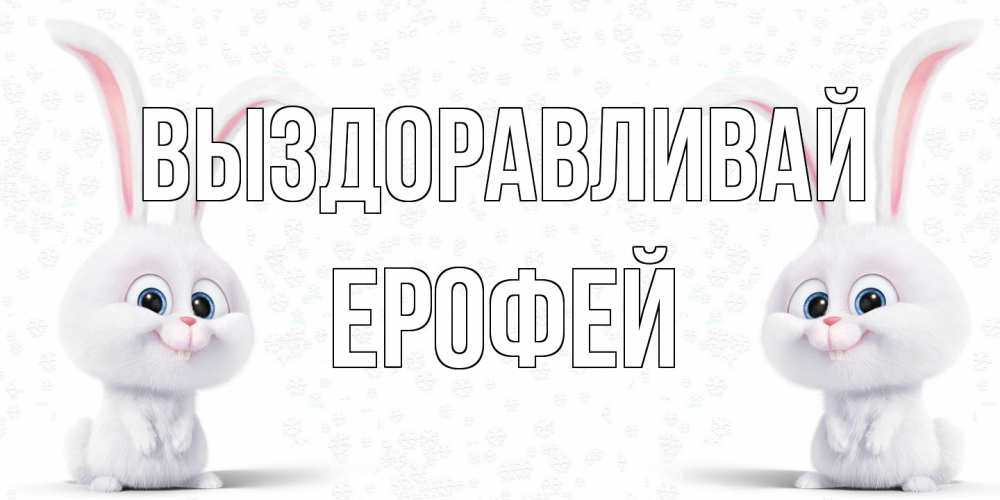 Открытка на каждый день с именем, Ерофей Выздоравливай не болей с зайцем Прикольная открытка с пожеланием онлайн скачать бесплатно 