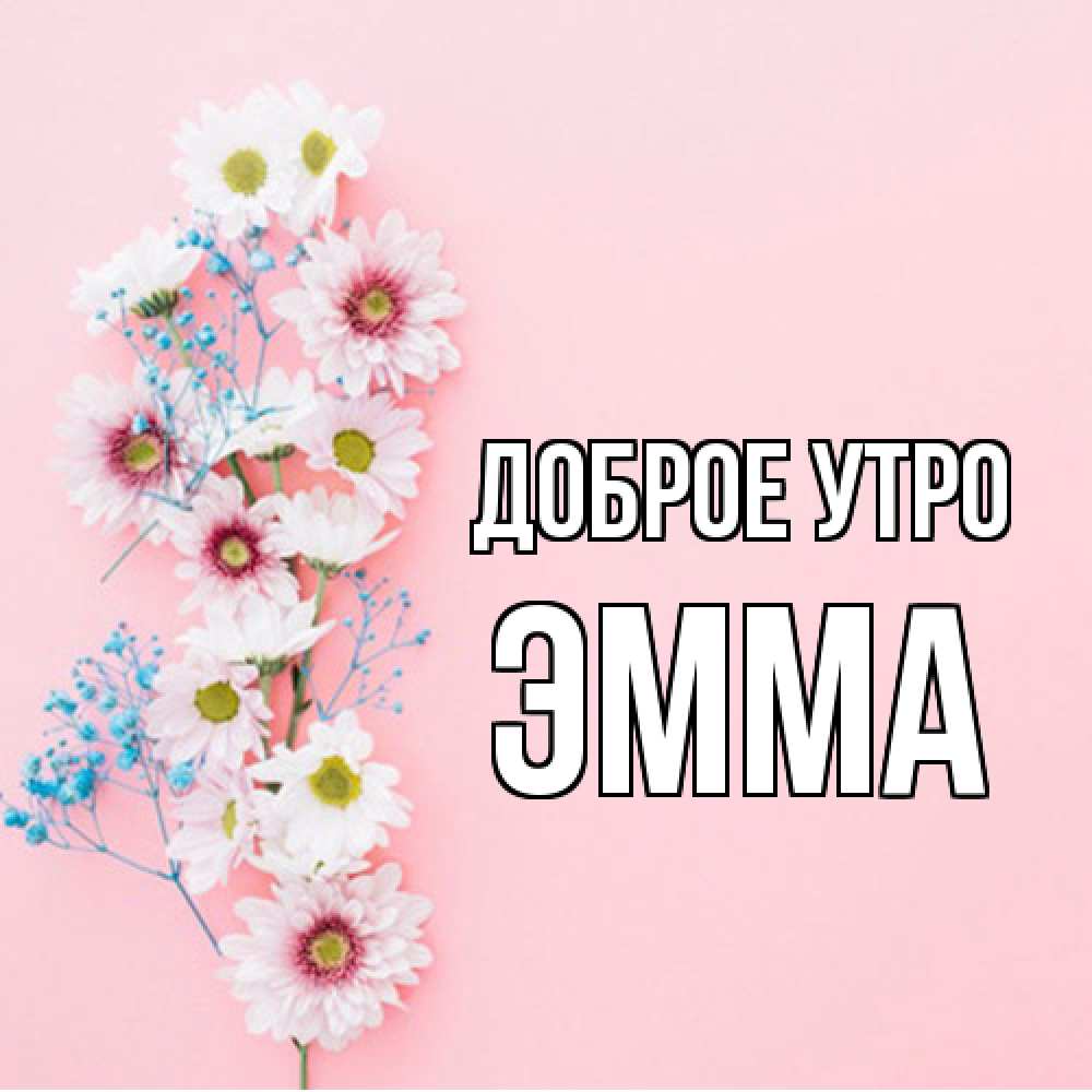 Открытка на каждый день с именем, Эмма Доброе утро цветы с подписью Прикольная открытка с пожеланием онлайн скачать бесплатно 