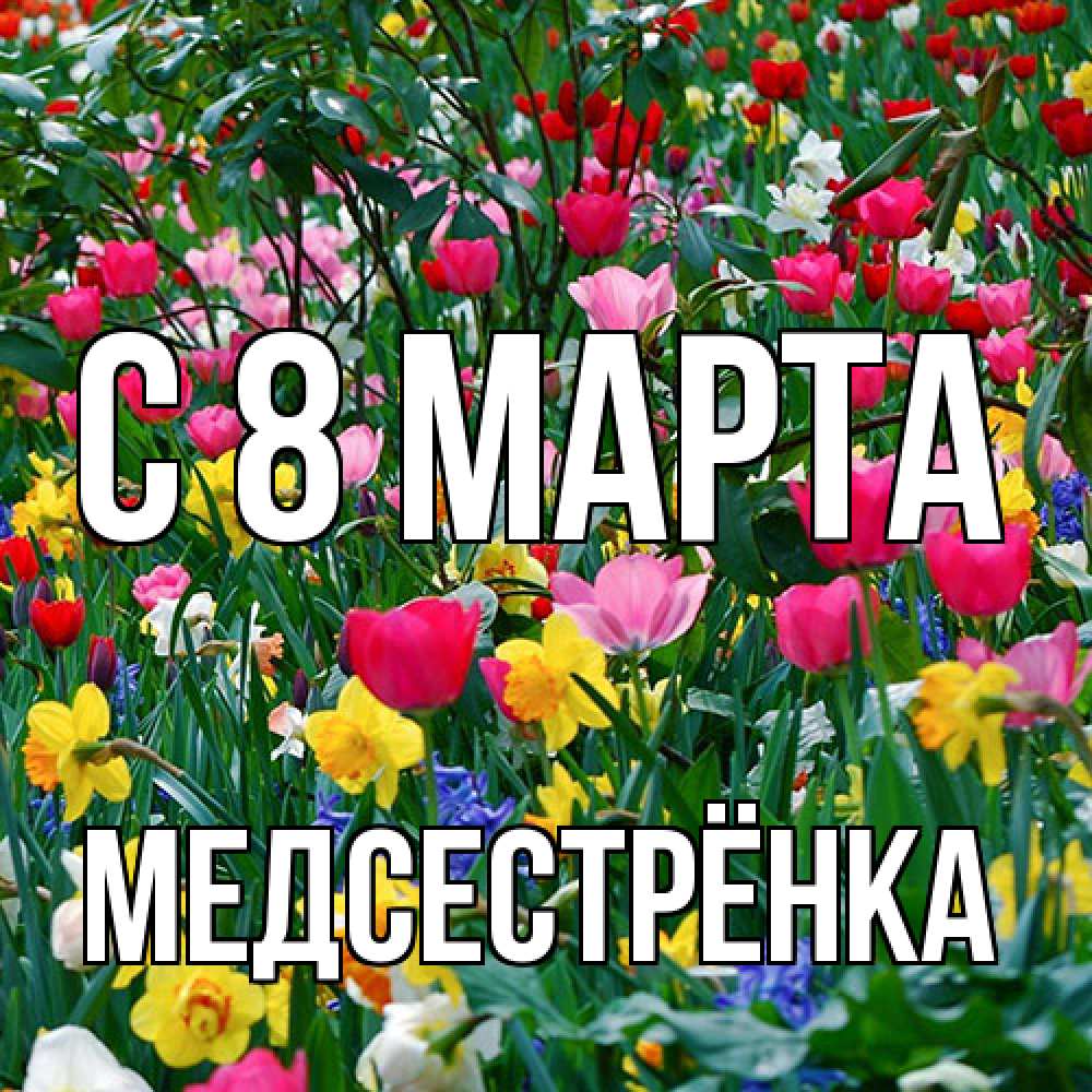 Открытка на каждый день с именем, Медсестрёнка C 8 МАРТА с международным женским днем поздравления для женщины Прикольная открытка с пожеланием онлайн скачать бесплатно 