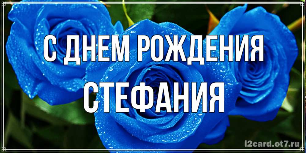 Открытка на каждый день с именем, Стефания С днем рождения розы с синим цветом Прикольная открытка с пожеланием онлайн скачать бесплатно 