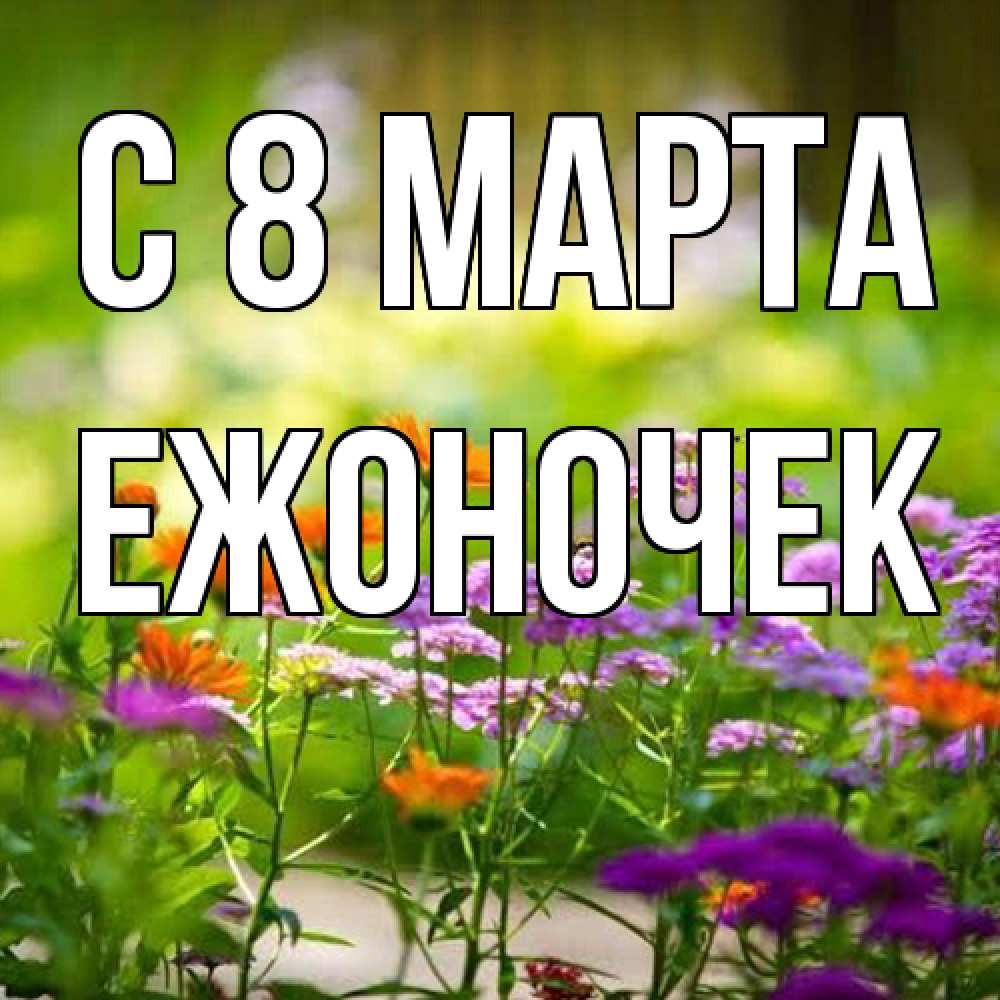 Открытка на каждый день с именем, Ежоночек C 8 МАРТА цветы Прикольная открытка с пожеланием онлайн скачать бесплатно 