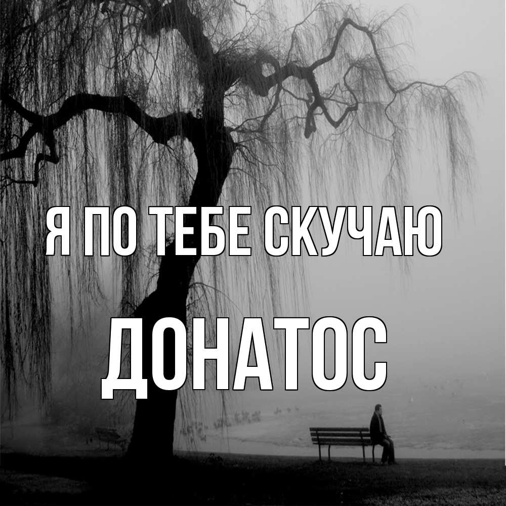 Открытка на каждый день с именем, Донатос Я по тебе скучаю лавочка под деревом я жду тебя Прикольная открытка с пожеланием онлайн скачать бесплатно 