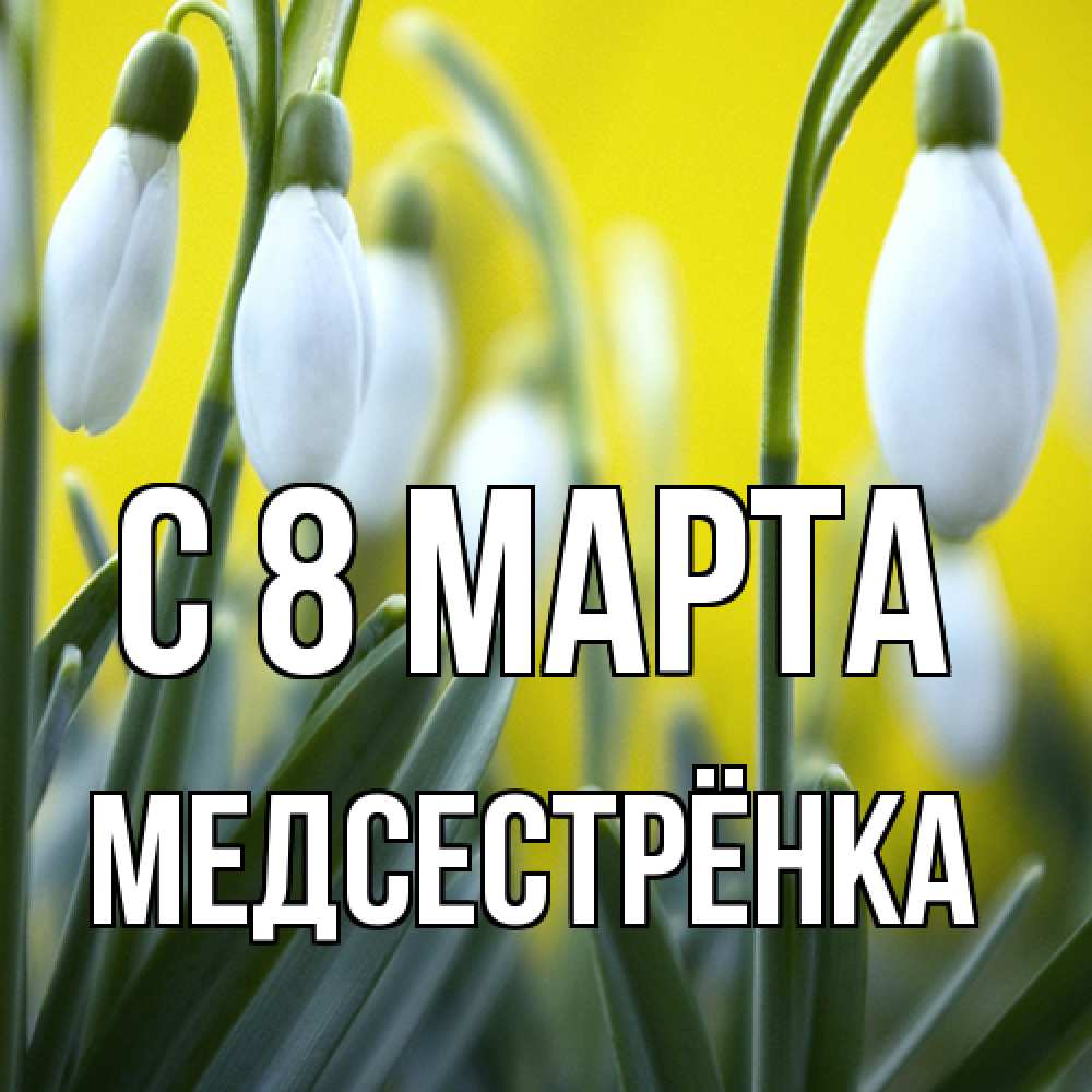 Открытка на каждый день с именем, Медсестрёнка C 8 МАРТА весенние цветы Прикольная открытка с пожеланием онлайн скачать бесплатно 