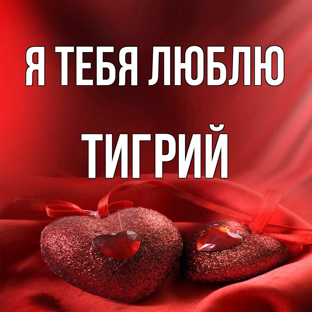 Открытка на каждый день с именем, Тигрий Я тебя люблю с лентами Прикольная открытка с пожеланием онлайн скачать бесплатно 
