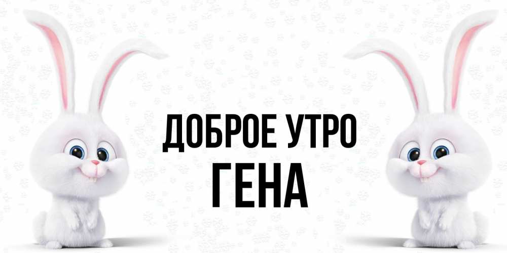 Открытка на каждый день с именем, Гена Доброе утро кролики с длинными ушками Прикольная открытка с пожеланием онлайн скачать бесплатно 