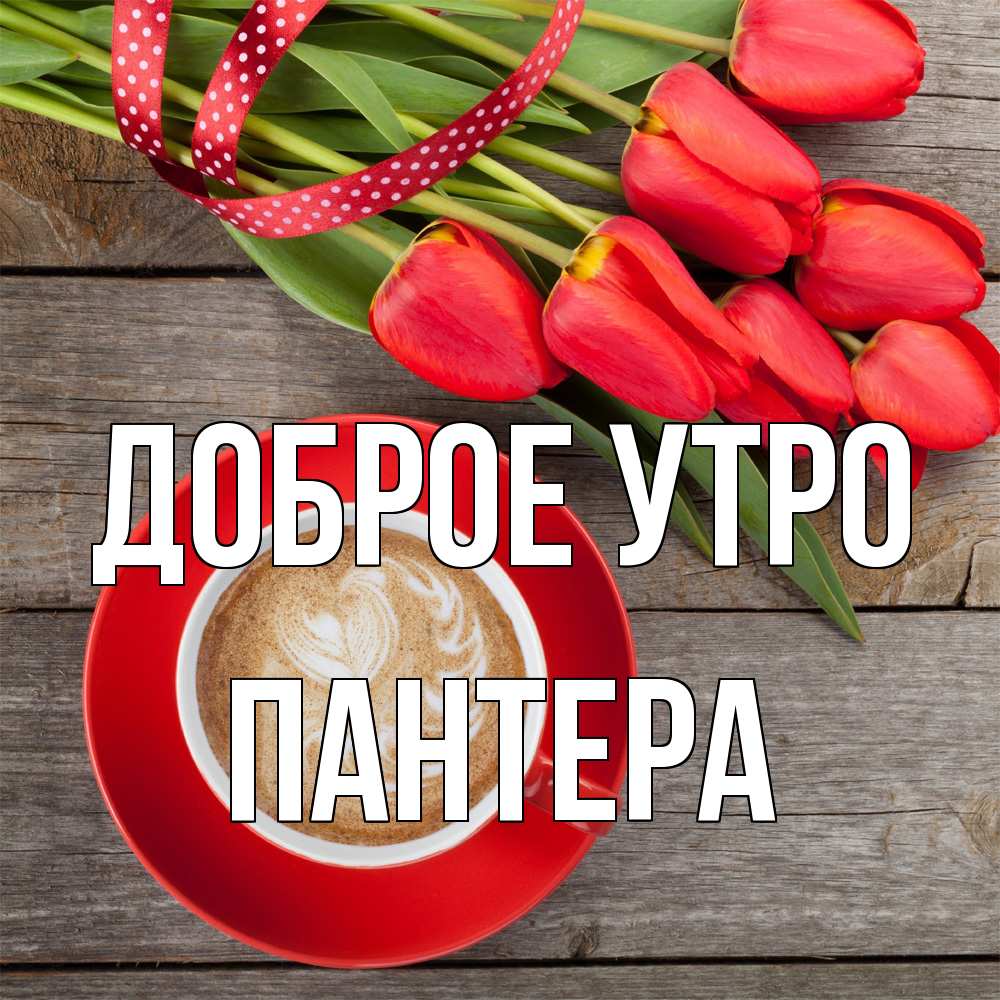 Открытка на каждый день с именем, Пантера Доброе утро красное блюдце Прикольная открытка с пожеланием онлайн скачать бесплатно 