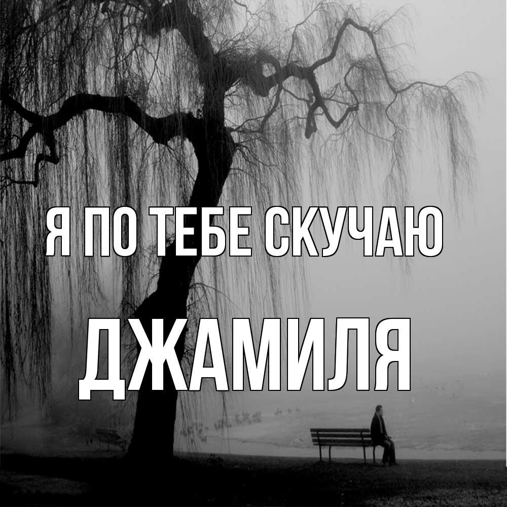 Открытка на каждый день с именем, Джамиля Я по тебе скучаю лавочка под деревом я жду тебя Прикольная открытка с пожеланием онлайн скачать бесплатно 