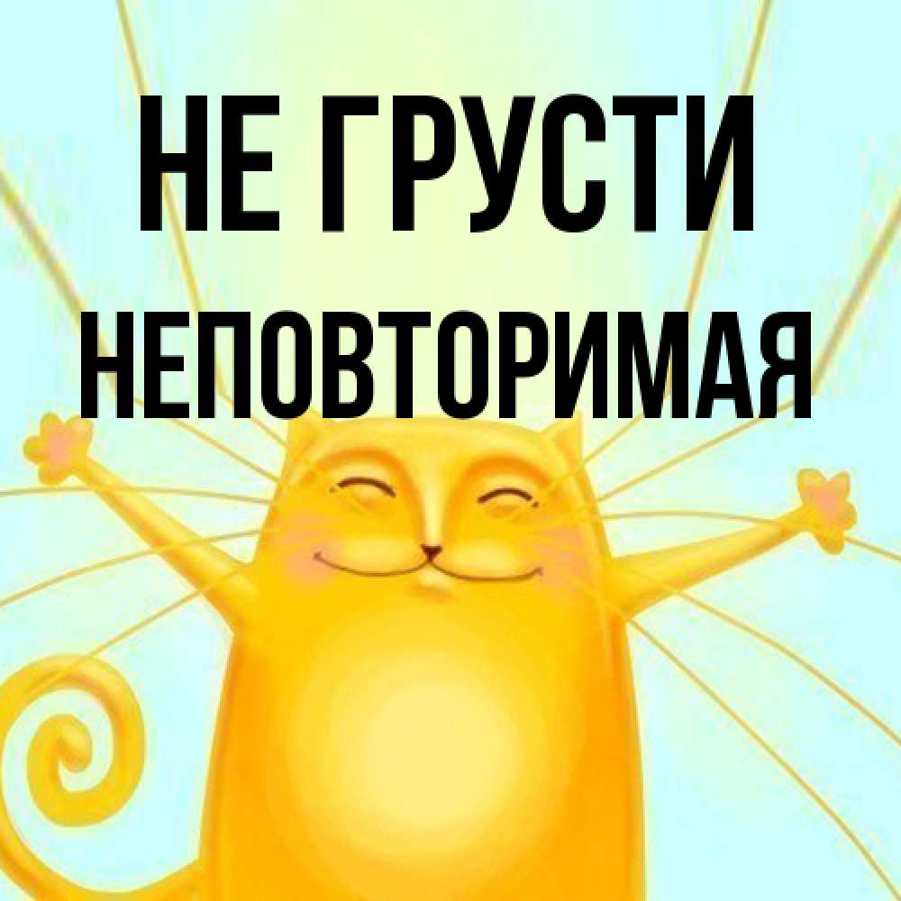 Открытка на каждый день с именем, Неповторимая Не грусти обнимашки усатые Прикольная открытка с пожеланием онлайн скачать бесплатно 