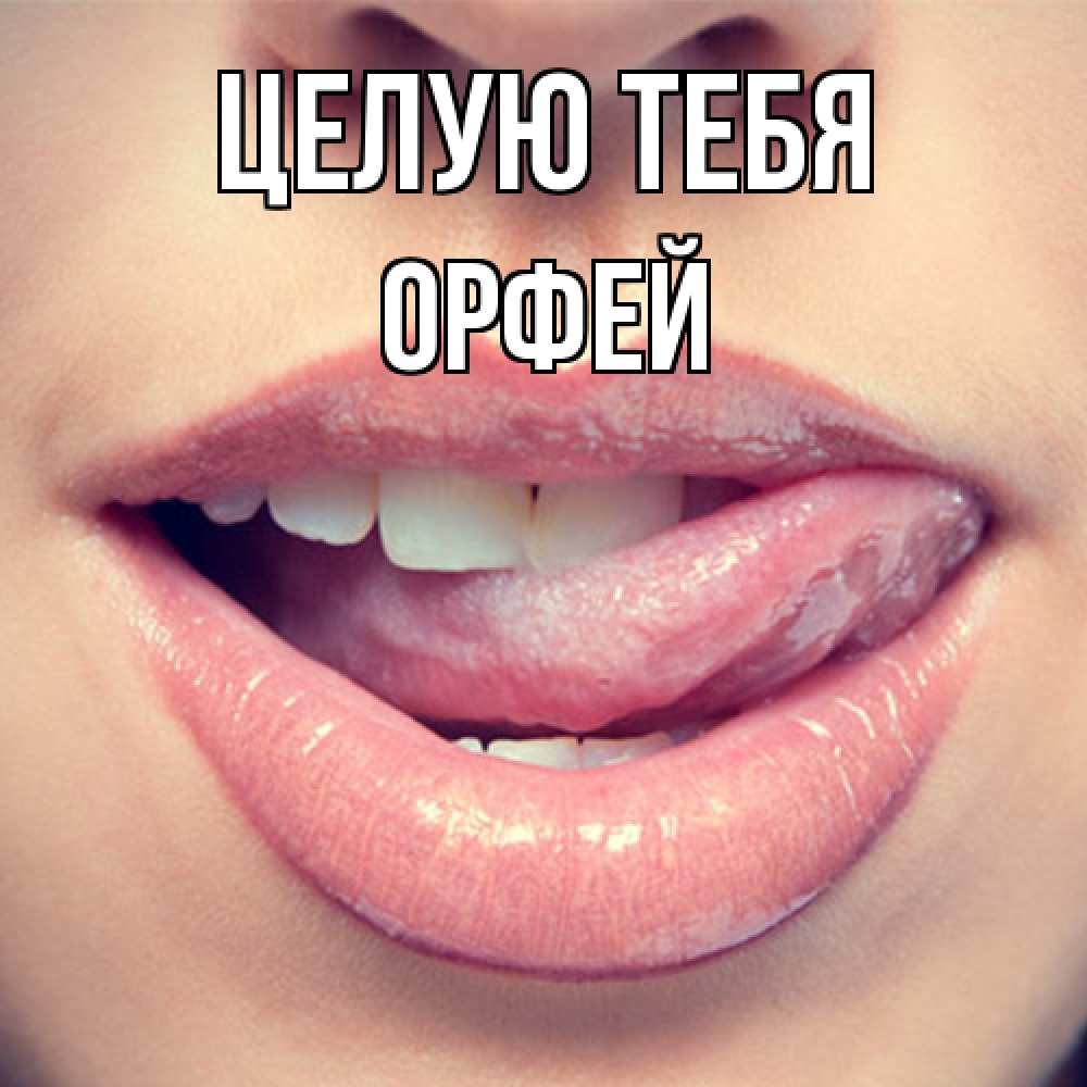 Открытка на каждый день с именем, Орфей Целую тебя губы с языком Прикольная открытка с пожеланием онлайн скачать бесплатно 