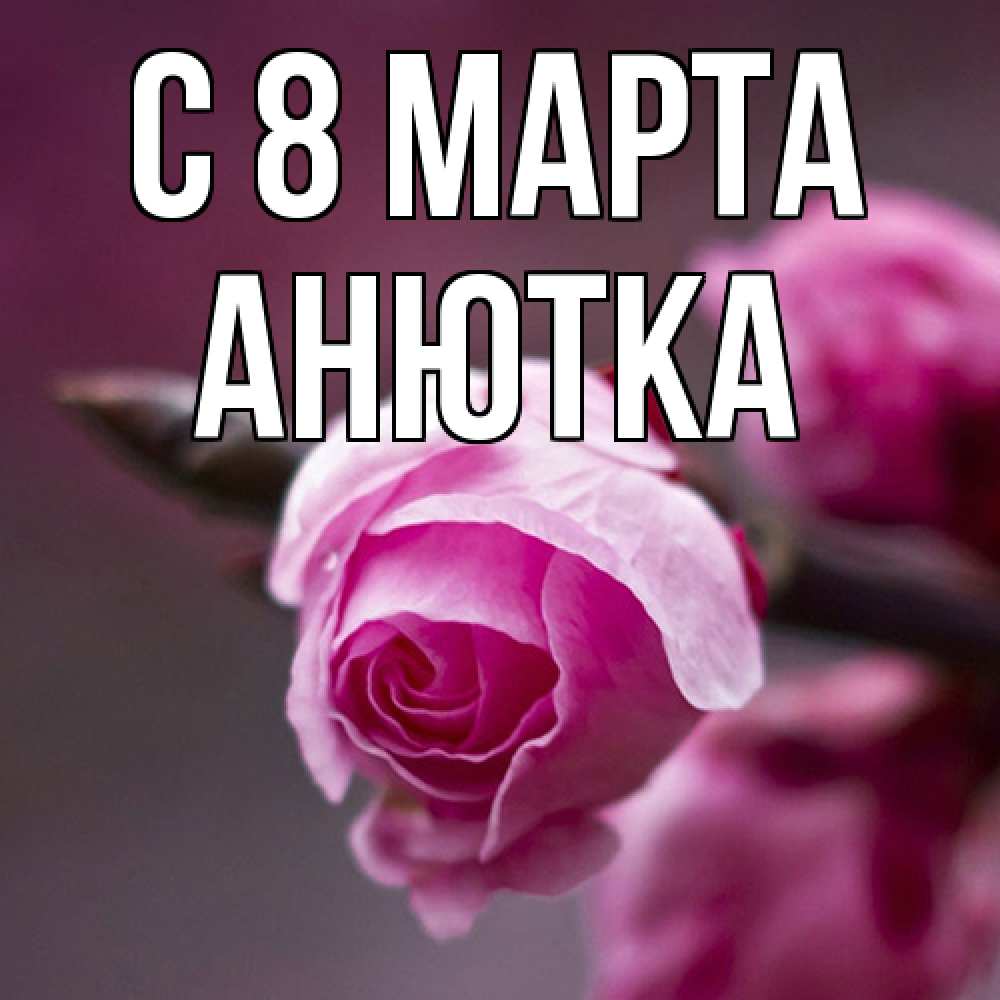 Открытка на каждый день с именем, Анютка C 8 МАРТА весна Прикольная открытка с пожеланием онлайн скачать бесплатно 