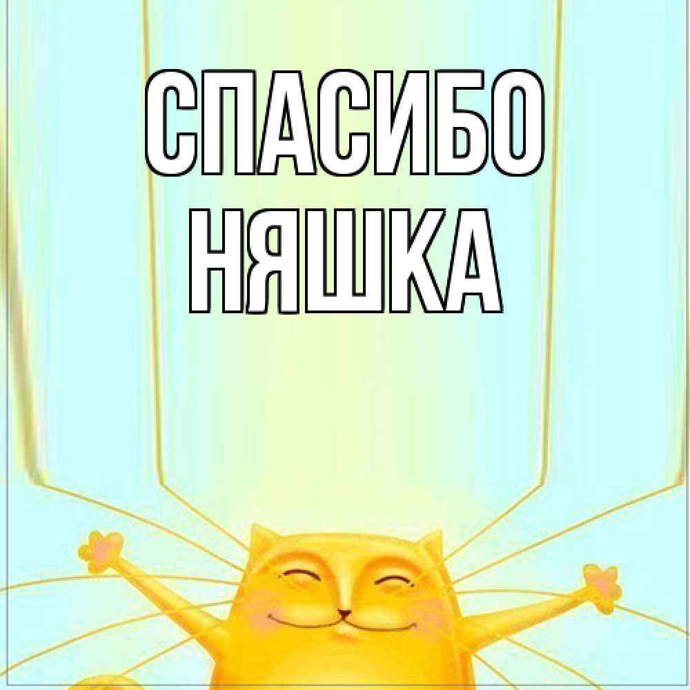 Открытка на каждый день с именем, Няшка Спасибо кот с усами благодарит Прикольная открытка с пожеланием онлайн скачать бесплатно 