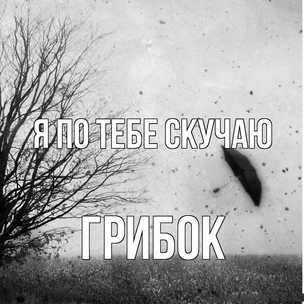 Открытка на каждый день с именем, Грибок Я по тебе скучаю зонт летит Прикольная открытка с пожеланием онлайн скачать бесплатно 