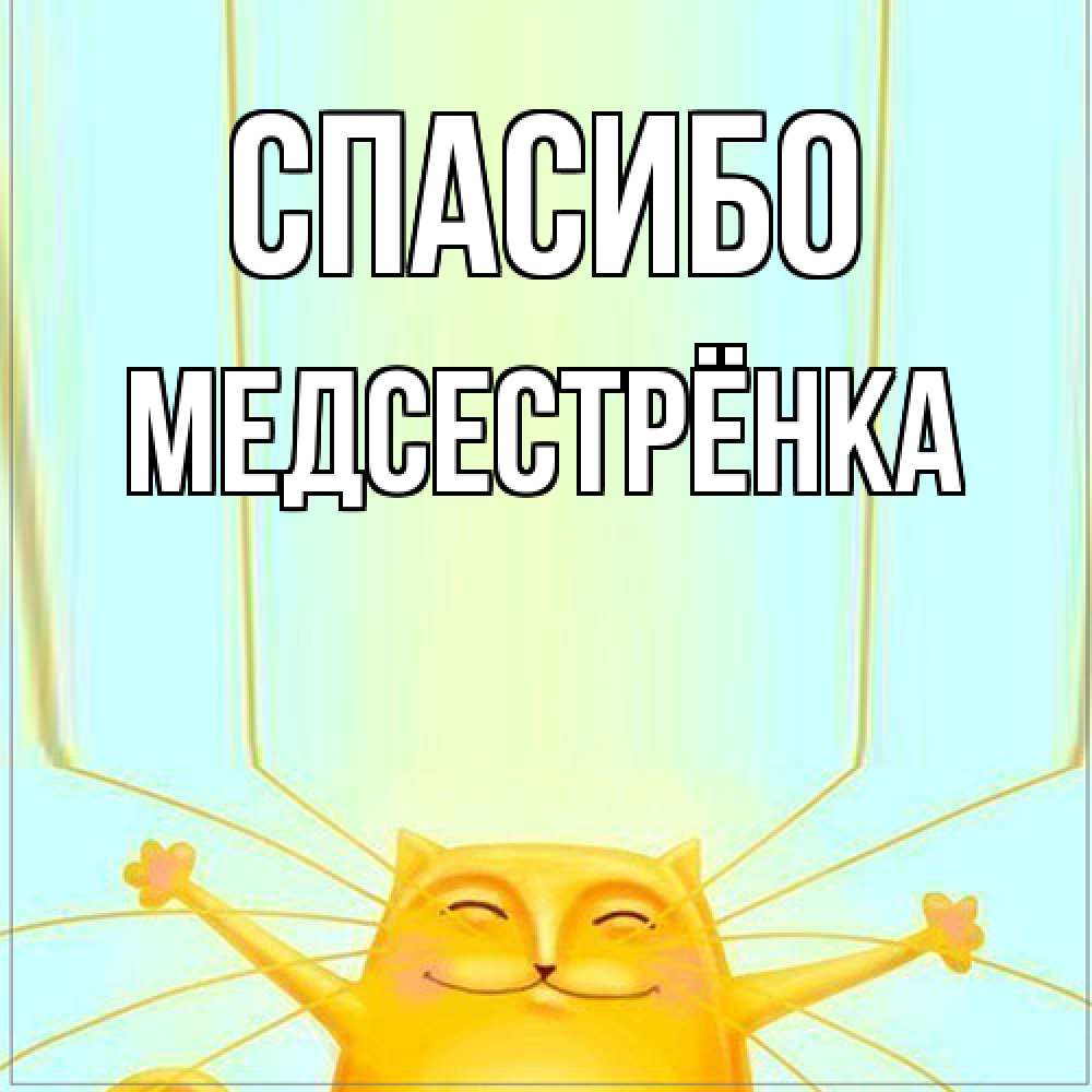Открытка на каждый день с именем, Медсестрёнка Спасибо кот с усами благодарит Прикольная открытка с пожеланием онлайн скачать бесплатно 