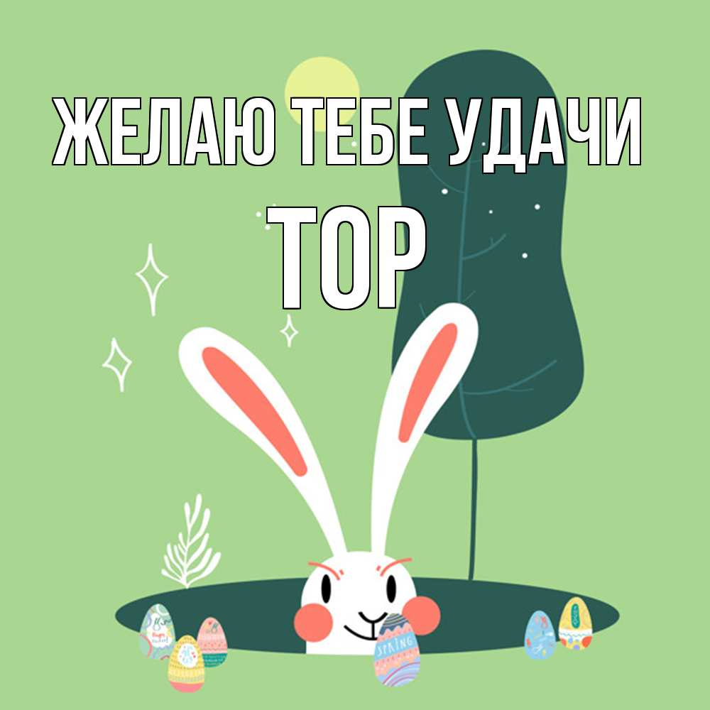 Открытка на каждый день с именем, Тор Желаю тебе удачи заяц Прикольная открытка с пожеланием онлайн скачать бесплатно 