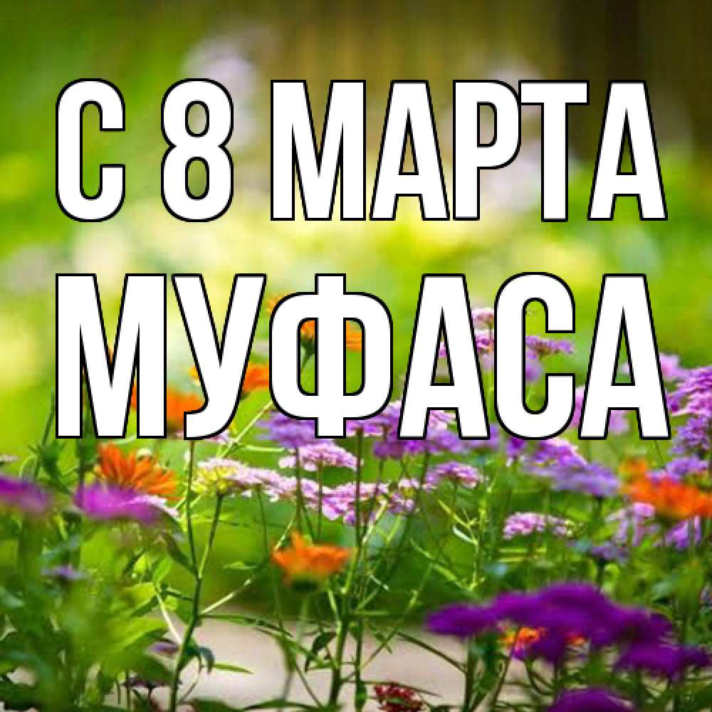 Открытка на каждый день с именем, Муфаса C 8 МАРТА цветы Прикольная открытка с пожеланием онлайн скачать бесплатно 