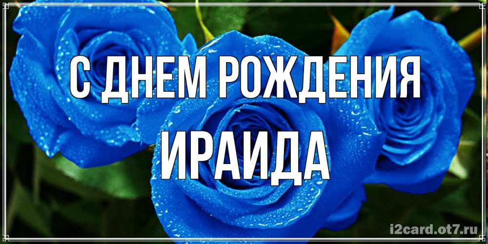 Открытка на каждый день с именем, Ираида С днем рождения розы с синим цветом Прикольная открытка с пожеланием онлайн скачать бесплатно 
