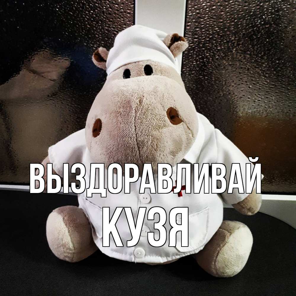 Открытка на каждый день с именем, Кузя Выздоравливай всех излечит исцелит Прикольная открытка с пожеланием онлайн скачать бесплатно 