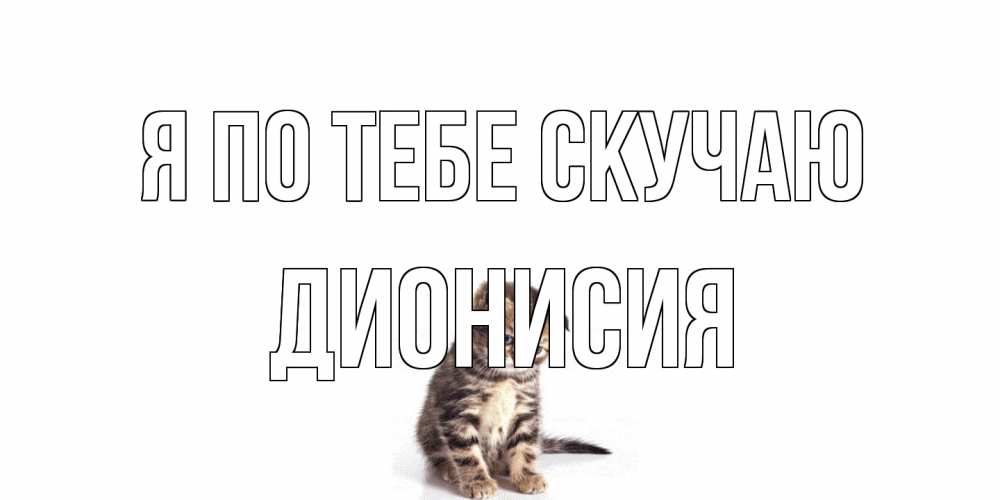 Открытка на каждый день с именем, Дионисия Я по тебе скучаю кот Прикольная открытка с пожеланием онлайн скачать бесплатно 