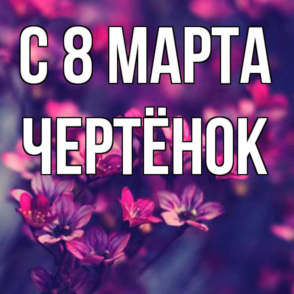 Открытка на каждый день с именем, Чертёнок C 8 МАРТА небольшие цветы 1 Прикольная открытка с пожеланием онлайн скачать бесплатно 
