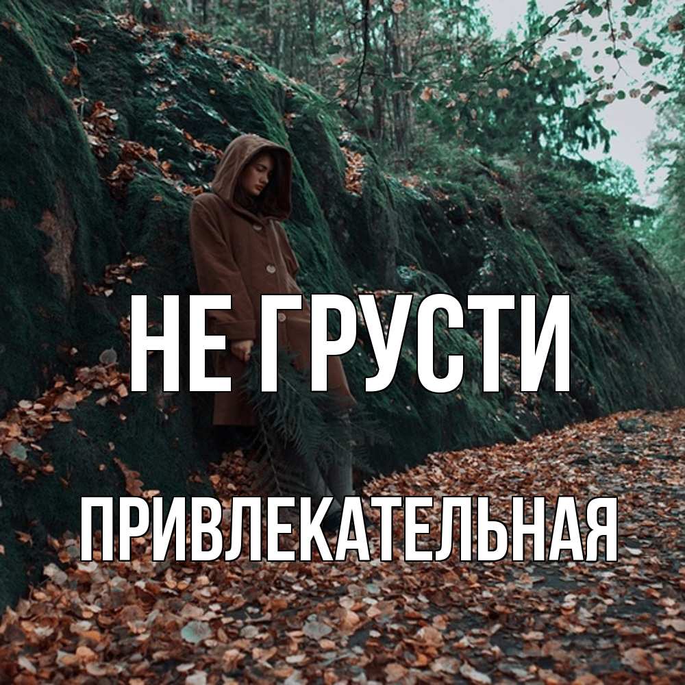 Открытка на каждый день с именем, привлекательная Не грусти осенний лес Прикольная открытка с пожеланием онлайн скачать бесплатно 