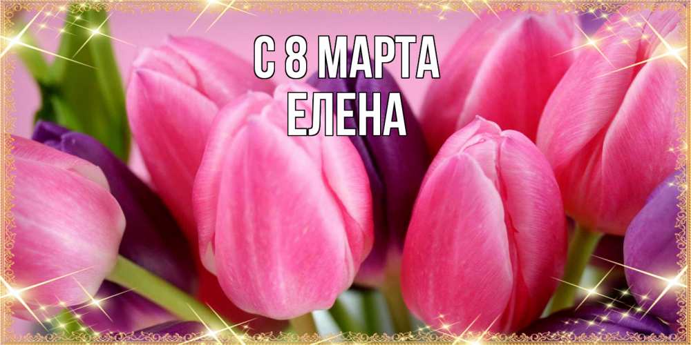 Открытка на каждый день с именем, Елена C 8 МАРТА тюльпаны для женщины на международный женский день Прикольная открытка с пожеланием онлайн скачать бесплатно 