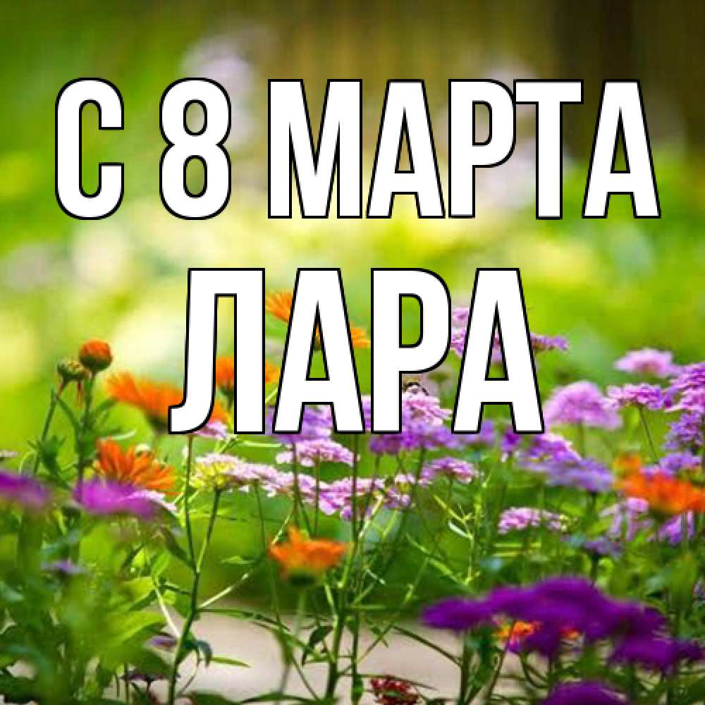 Открытка на каждый день с именем, Лара C 8 МАРТА цветы Прикольная открытка с пожеланием онлайн скачать бесплатно 