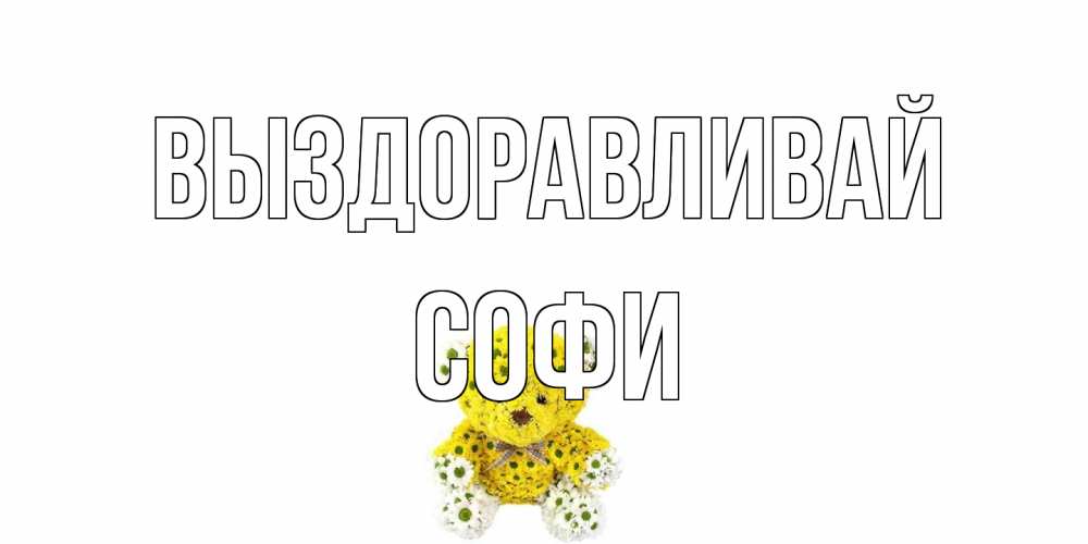 Открытка на каждый день с именем, Софи Выздоравливай мишка Прикольная открытка с пожеланием онлайн скачать бесплатно 