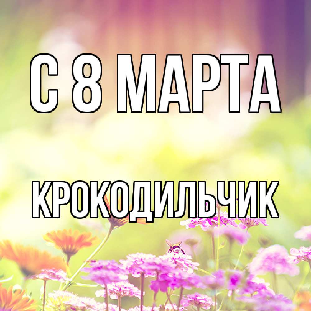 Открытка на каждый день с именем, Крокодильчик C 8 МАРТА цветы весна Прикольная открытка с пожеланием онлайн скачать бесплатно 